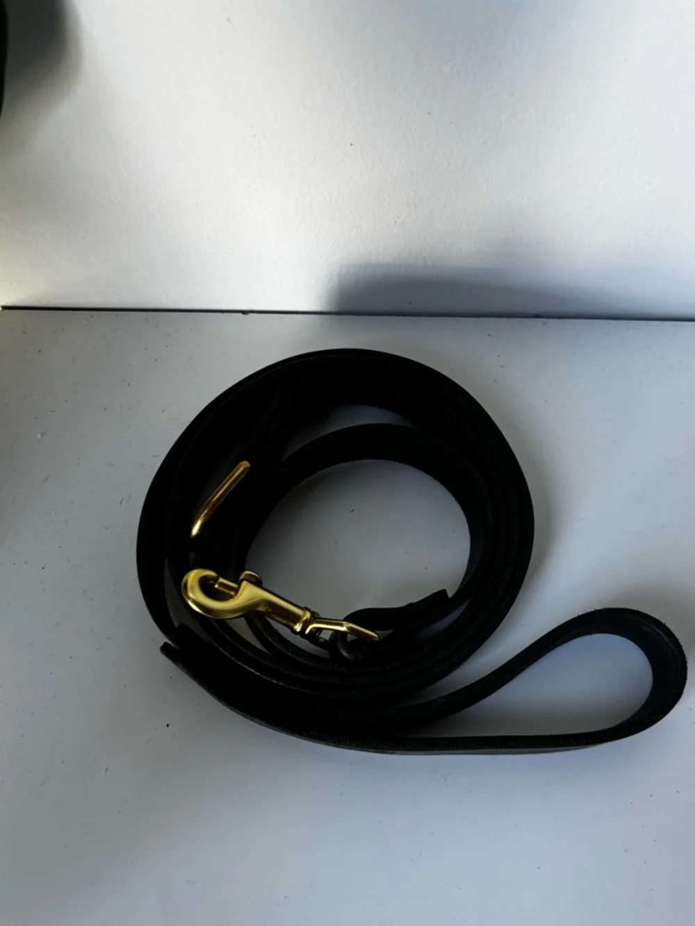 Black Leather Dog Leash with Gold Hardware Death & Co collab